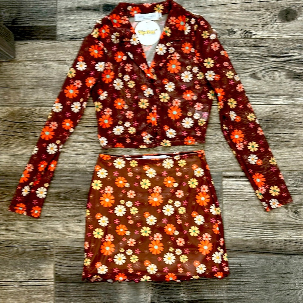 Two piece top and skirt set